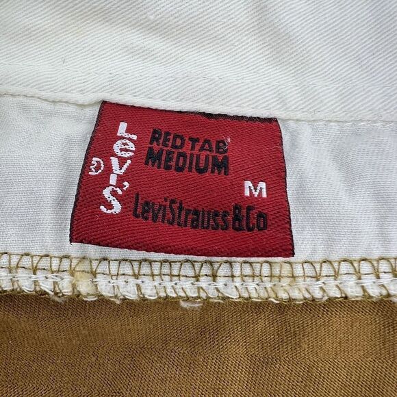 Levi’s Red Tab Lounge Collared Polo Shirt Womens Medium Short Sleeve Beige - Picture 4 of 5